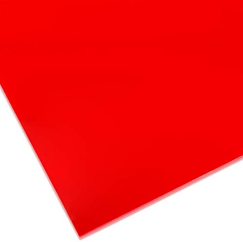 PLEXIGLAS® GS de color, vidrio acrílico de marca versátil y resistente a la rotura para objetos ligeros, etc., plancha de PLEXIGLAS® GS de 3 mm de espesor en 25 x 50 cm, rojo translúcido (3H55)