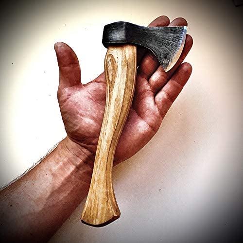 Natürliche Lebensfreude - Kleines Exklusives Damast Beil aus Deutschland - 100% Handarbeit - extrem scharf - ergonomisch - Handgeschmiedet - Survival - Outdoor - Jagd - Handbeil - Axt
