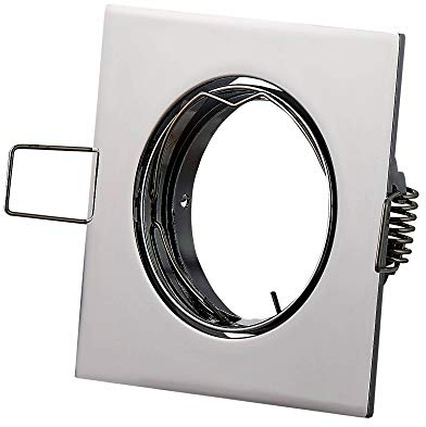 10x Einbaurahmen Set für Einbaustrahler chrom eckig schwenkbar aus Aluminium - Rahmen geeignet für GU10 MR16 LED und Halogen-Leuchtmittel - 65-70mm Bohrloch Gehäuse Einbau-Spot