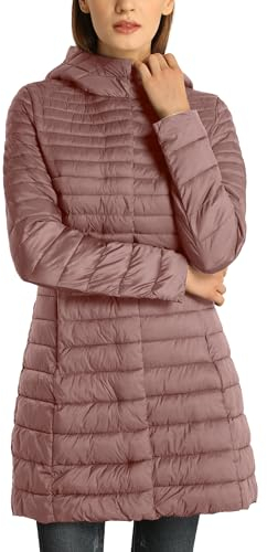 Giolshon Piumino Trapuntato Leggero da Donna, Caldo Giubbotto Invernale Lungo in Cotone Slim con Cappuccio 320 Rosa XXL