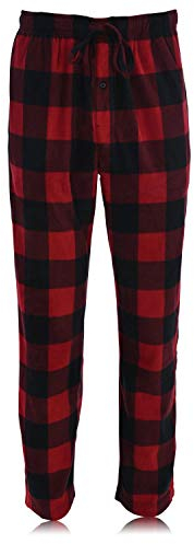 Hanes Men's Microfleece Plaid Sleep Pant, Red Buffalo, Medium