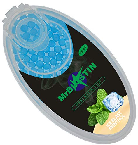 MrBlastin 100 Ice Blast Menthol Minze Zigaretten Kugeln Crushballs, Spenderbox mit Aromatisiertem Pop-Aroma, Crush Balls, Zigarettenetuis, Kapseln zum Einsetzen von Filterspitze, Click