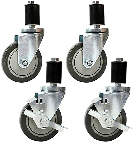 4 Stück Schwerlastrollen M12 Lenkrollen, 100mm PVC Radrollen mit Bremse Tragfähigkeit 480 KG Schwerlastrollen zum Transport Rutschfeste Geräuschlose Lenkrollen Möbelrolle