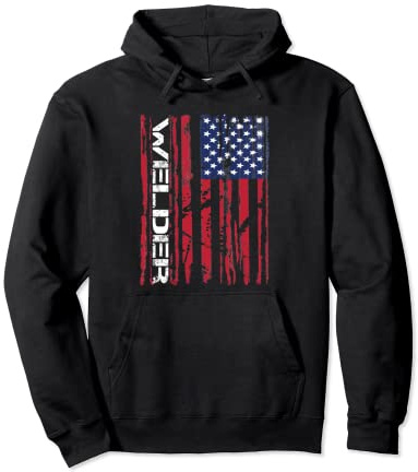 Welding Patriotic American Flag Welder Pullover Hoodie