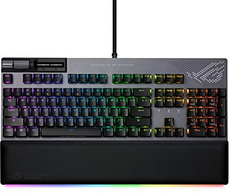 ASUS ROG Strix Flare II Animate - Teclado mecánico para Gaming con Pantalla LED Anime Matrix (tasa de sondeo de 8000 Hz, interruptores mecánicos Intercambiables ROG NX Red PBT) Negro - QWERTY español