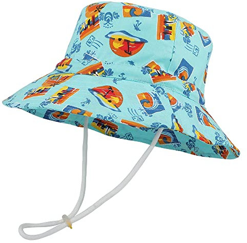 MASOCIO Chapeau Soleil Bebe Fille Garcon Ete Anti UV Bob Bébé Enfant Garçon Réglable 12 18 1 2 Ans Taille 50 Âge 6-24 Mois Plage Bleu