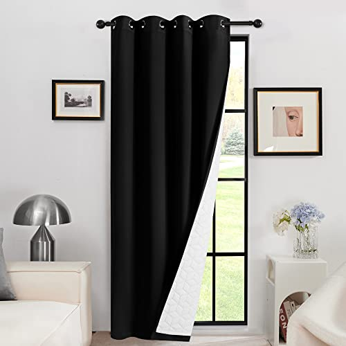 Deconovo Gardine Verdunklungsvorhang Vorhang mit Ösen Kälteschutz Raumteiler Wärmeisolierend Thermo Curtain Dicker Stoff Wärme Tür, 240x140(HöhexBreite), Schwarz, 1 Stück