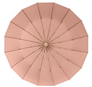 SERUMY Parapluie Pliant Super Fort 16 Côtes De Qualité Supérieure Parapluie De Qualité Pluviométrique Femme De Vent du Vent Trois Parapluies Pliants avec Poignée en Bois-Pink