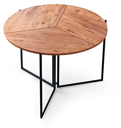 Mesa de comedor redonda con patas de metal WellHome.