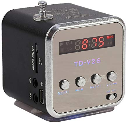 Lautsprecher, Outdoor-Musik-Player, Tragbares FM-Radio, Stereoanlage, 2-5 Stunden Spieldauer für Zuhause, Schlafsaal, Küche, Bad, Auto, Partys, Reisen, Sport (Schwarz)