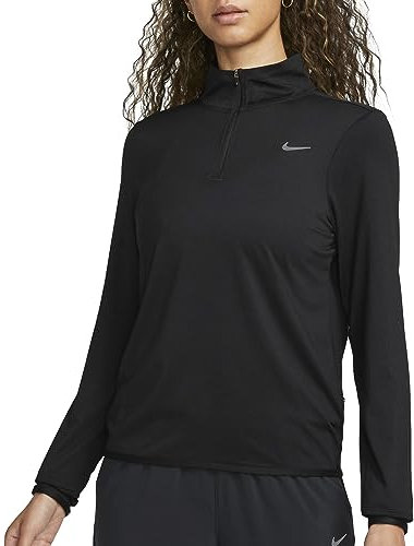 NIKE FB4316-010 W NK SWIFT ELMNT DF UV HZ TOP Sweatshirt Women's Black/Reflective Silv Size M