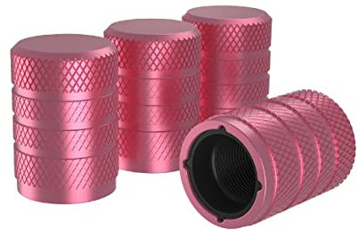 Marcraft Ventilkappen aus Aluminium, korrosionsbeständig, Rosa, 4 Stück, universell für Autos, SUVs, Fahrräder, Motorräder, LKWs | Kunststoffeinsatz | zum Anschrauben
