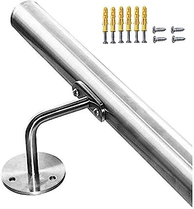 Handläufe Treppenhandlauf - 1,5 M 2,2 M 2,5 M 3 M 3,4 M 3,6 M 3,8 M 4,2 M 5,3 M 6 M Lang, Wohnung/ Garage/ Dachgeschoss Rutschfeste Haltegriffe Mit Schrauben, Runde Röhre Edelstahl ( Color : Silver ,