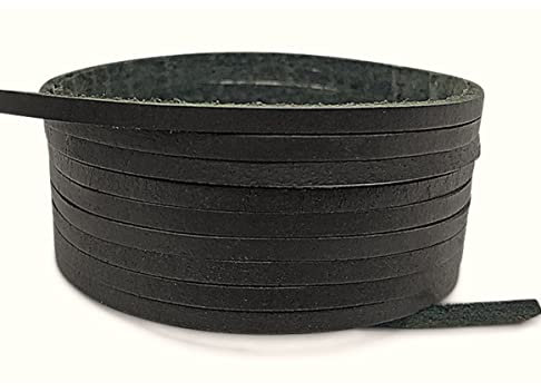 CREAVVEE Flat Genuine Real Leather Strip Bead Thong Cord Braiding String Threads Lace Cowhide Craft for Jewelry Making Necklace Bracelet, 3mm x 3m, Black