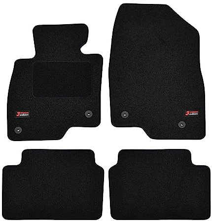 J&J AUTOMOTIVE | Velours Fußmatten mit Logo Autotepiche Passend Für 3 2013-2017 4 TLG, rutschfeste Untregrund, Verstärkt Im Pedalbereich