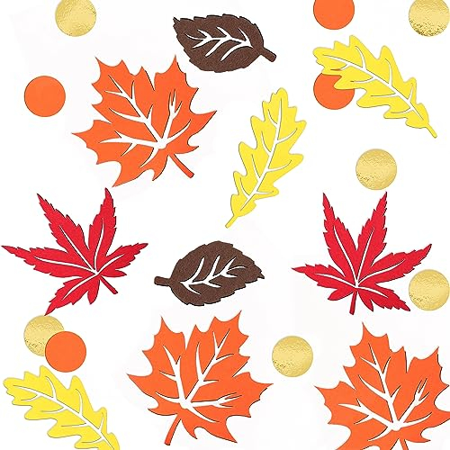 COLOFALLA 80 Stück Herbst Konfetti Streudeko Ahornblatt Herbst Halloween Deko Tisch Herbstdeko Erntedankfest DIY Basteln Party Deko für Babyparty Hochzeit