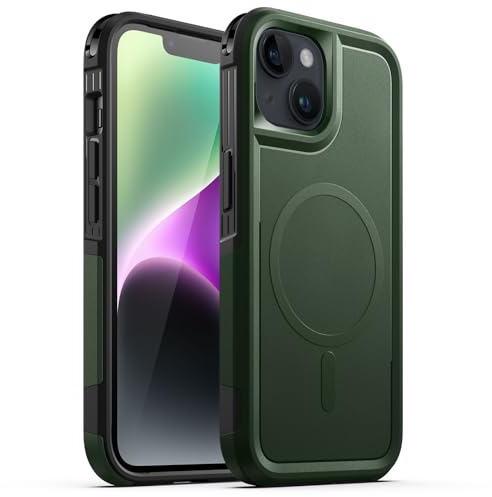 JETech Hülle für iPhone 14 6,1 Zoll Kompatibel mit MagSafe, Schwerlast Dual Layer Robust Schutz, Stoßfeste Schützende Harte Magnetisch Handyhülle (Nachtgrün)
