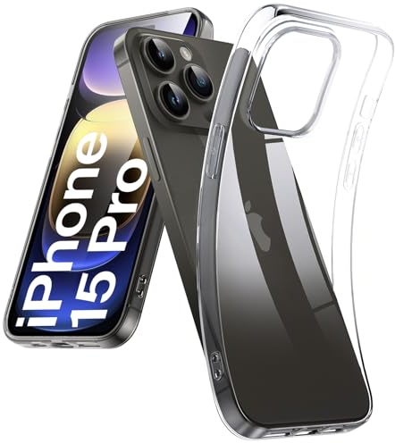 DOSMUNG Klar Hülle für iPhone 15 Pro (6.1), Flexible Minimalistische Silikonhülle Weiche Case Stoßfeste Kratzfestigkeit Handyhülle für iPhone 15 Pro, Durchsichtig