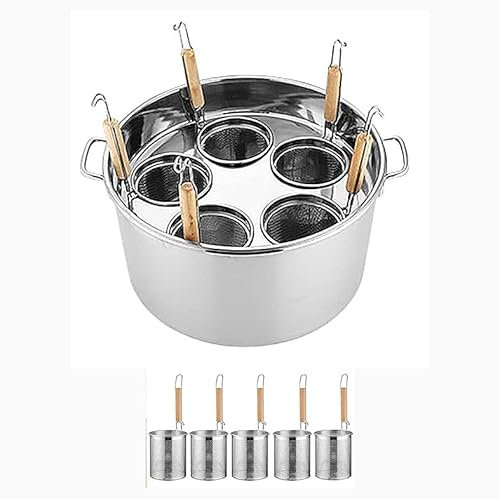 RSBFER Cuoci Pasta Commerciale in Acciaio Inossidabile a 3/4/5 Fori, Set di Inserti con divisori e pentole con colino per Cucina Domestica, Ristorante,A,5 Holes