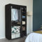 RELOVE Armoire de Rangement Pliable en Tissu Non Tissé, Amovible avec Fermeture Éclair, Étagère et Barre (Noir, 172 x 105 x 43 cm)