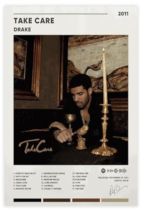 Yeepi Drake Poster Take Care Poster, Albumcover, 2 Leinwand-Poster, Schlafzimmer-Dekor, Sportlandschaft, Büro, Raumdekoration, Geschenk, ungerahmt, 30 x 45 cm