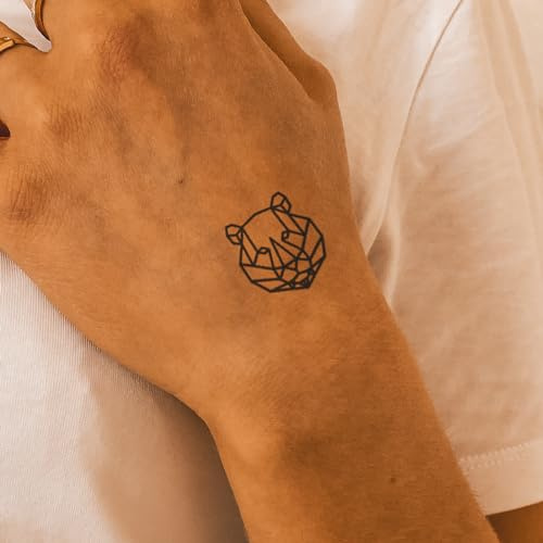 Inkster® Tigerkopf geometrisch Tattoo | Temporäres Tattoo mit EU-Kosmetikzertifizierung | wasserfest + vegan | revolutionäres 2-Wochen-Tattoo | Fake Tattoos und Klebetattoos für Erwachsene