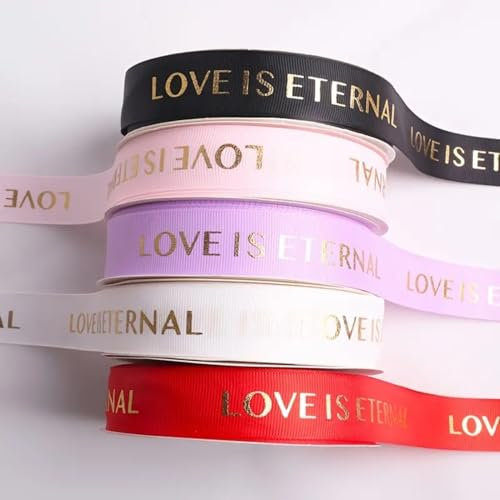 ZXH Personalisierbares goldfarbenes Band mit persönlichem Logo, Satinband für Valentinstag, Hochzeit, Party, Geschenke, Blumensträuße, 100 Yards (51 mm)
