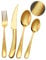 SHEUMNT Juego de cubiertos martillados oro modernos de 24 piezas con cuchillo dentado 2 en 1 ultra afilado, set de cubiertos acero inoxidable 18/10, cuberterias completas 6 personas