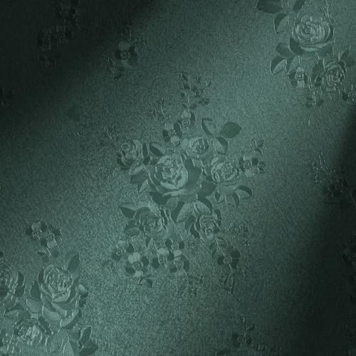 Erfoni 394x17.7 Dark Green Floral Embossed Wallpaper for Livingroom Decorative Thicken Peel and Stick Wallpaper Floral Textured Removable Contact Paper Vintage Pure Green Self Adhesive Wall Paper