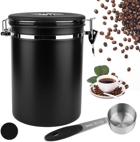 ZONJIE 2,8 L Boîte à Conservation Hermétique en acier Inoxydable, 1kg, avec Cadran Dateur et Cuillère Doseuse Offerte pour Café en Grains, Noix et Sucre