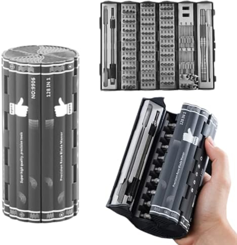 Präzisions-Schraubendreher-Set, 128-in-1, tragbar, DIY-Werkzeugkasten, Multi-Tool-Kit mit aufrollbarem Organizer, Schraubendreher-Set, Bohrer, Inbusschlüssel, Wartungswerkzeuge