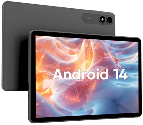 JIKOCXN Android 14 Tablet 10 Zoll Tablet, 10GB RAM+64GB ROM+1TB Erweiterung, 1280x800 FHD Touchscreens, 6000mAh Akku, WLAN, Bluetooth 5.0, 5MP+8MP Dual Kamera, GPS
