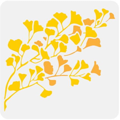 FINGERINSPIRE Schablone Für Ginkgobaumzweige 30x30cm Ginkgoblatt Große Schablonen Ginkgoblätter Zeichenschablonen Wiederverwendbare Herbstpflanzen Malvorlagen Für Stofffliesen Böden Möbel Holz