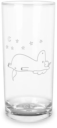 Mr. & Mrs. Panda Wasserglas Einhorn Sternenhimmel, Premium Glas, 200 ml