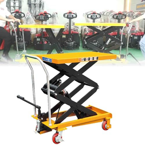 KJZQXYX Pedalhubwagen (Klemmschutz-Schere) – 150–1000 kg hydraulische Last/0,72–1,5 m hydraulische Hubhöhe, Arbeitstisch anheben – feststellbare hintere Rollen (800kg1.5m)