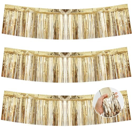 TONIFUL Fransengirlande aus Metallfolie, Champagnerfarben, goldfarben, Wandbehang, Lametta-Fransenbanner für Auto-Parade, Brautparty, Hochzeit, Geburtstag, Ostern, Abschlussfeier, Urlaub,