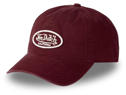 Von Dutch Kappe für Damen und Herren, 100 % Baumwolle, Dad Cap Logo, verstellbar, Bordeaux/Weiß, Einheitsgröße