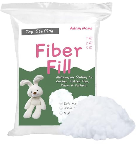 Adam Home Toy Stuffing for Soft Toys 100% Virgin Hollowfibre Fillings Hypoallergenic High Grade Multipurpose Kapok Stuffing for Crochet, Knitted Toys, Pillows & Cushions|500 Grams