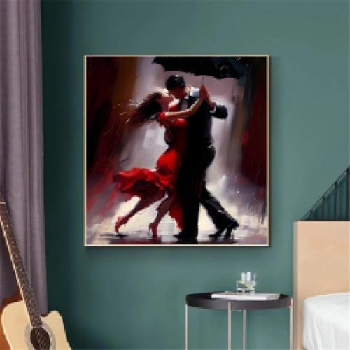 KEMEIQI Vintage Tanzender Tango im Regen, Leinwandgemälde, Druck, modulares Poster, Wandkunst, Bilder, nordisches Dekor, Schlafzimmer, Cuadros, 30 x 30 cm, rahmenlos