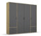 möbelando Drehtürenschrank >Voyager< 4 Schübe, 5 Böden, grau/Eiche Artisan Dekor - 187x194x53 (BxHxT)