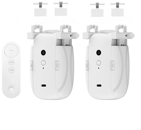 HOHOVYVY Elektrische Gardinenschiene,Elektrischer Vorhangöffner Mit Fernbedienung Römische Stange/TU-Schiene Automatischer Öffner(2PC TU)