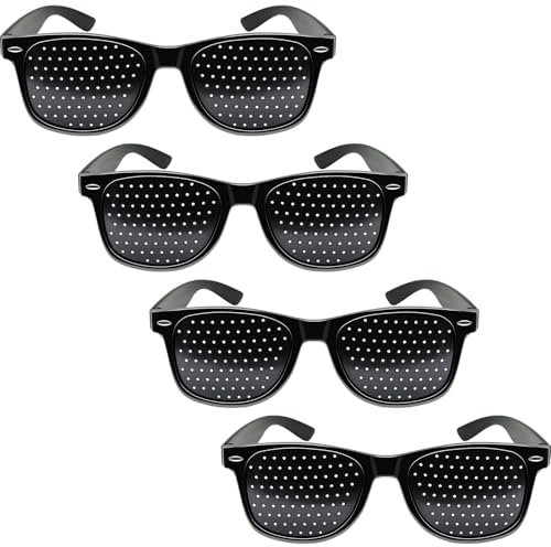 KASURE 4 Stück Augentrainer Lochbrille, Rasterbrille Pinhole Glasses mit Faltbaren Bügeln, Komfortable Lochbrille, für Augentraining zur Entspannung und Sehvermögen-Verbesserung