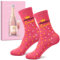 Geyoga Cadeau Prosecco pour Femmes 1 Paire Chaussettes Prosecco Queen Chaussettes Drôles pour Dames Anniversaire Noël Cadeau Secret de Père Noël, EU 36-42(Rouge Rose)