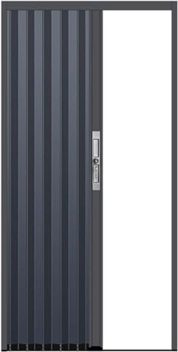 Puerta acordeón con cerradura, puerta plegable gris con cerradura y llave, puertas de armario, paneles corredizos, puerta corrediza, divisor de ambientes para dormitorio,26x40in(66x101cm)