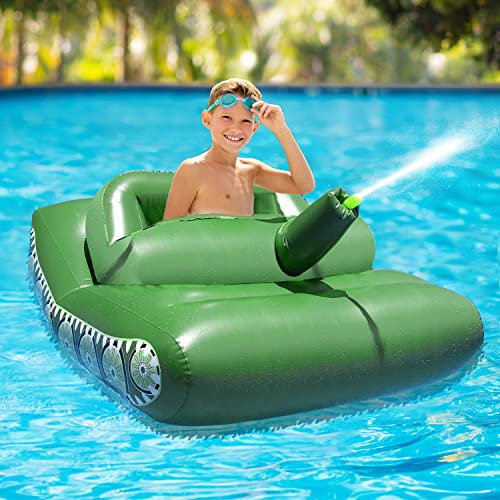 Boya Inflable Tanque Boya Gigante Flotador de Piscina Inflable con Cañón de Agua Squirt Pistola de Agua, Flotador Inflable para Fiesta de Piscina Relajación para Niños Fiesta de Piscina