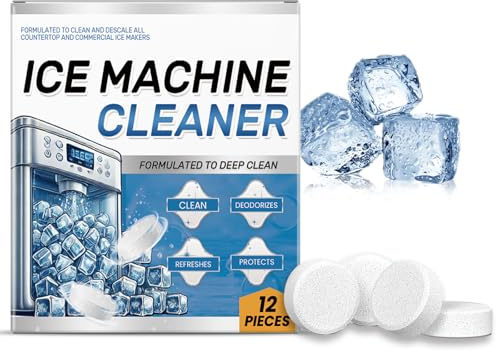 Ice Machine Cleaner Maker Descaler – 12 Deep Cleaning Washing Tablets for Ice Makers, Limescale Remover, Descaling Tablets for Thorough Cleaning & Maintenance