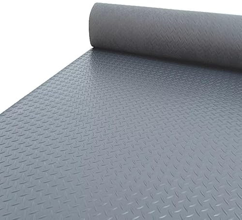 Garagenbodenmatte, 1,6 Mm Dicke PVC-Garagenbodenrolle, Riffelblech-Bodenmatten Für Garage, Werkstatt, Fitnessstudio, Golfwagenparkplatz Oder Anhänger(Gray(1.5mm),1x7m)