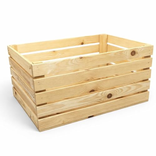 BAS Holzkisten Groß 60x40x30 cm - Aufbewahrungskiste aus Holz - Obstkiste Holz - Deko Weinkiste - Apfelkiste - 3 Stück - Vintage Holzbox für Kartoffeln Obst & Lagerung