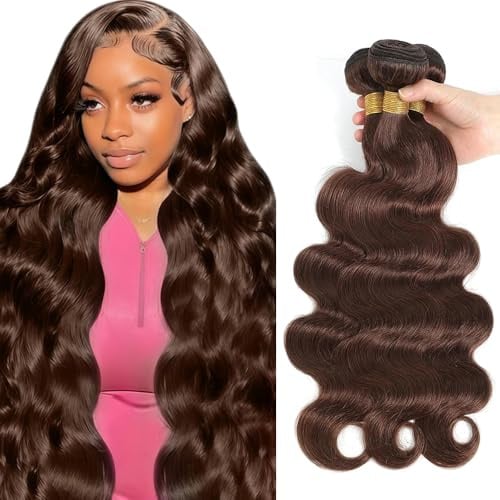 Tuheerst Human Hair Bundles 28 30 32 Inch #4 Chocolate Brown Color Body Wave Unprocessed Knotless No Shedding 3 Bundles Total 150g Human Hair Extensions For Women