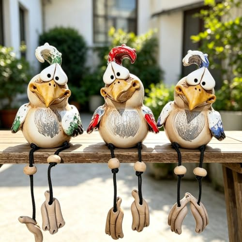 YFJSML Keramik Huhn Gartendeko Deko Garten Handarbeit Huhn Deko Garte n Keramik Hah Gartenstatue Henne Figuren Gartendeko Gartenfigur Gartendekoration für Außen Balkon Garten Ostern (Mehrfarbig)